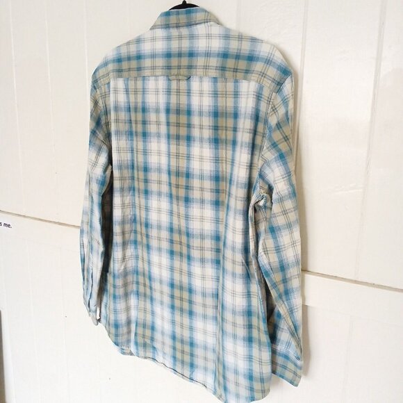 Surf Pendleton Mens M Flannel Long Sleeve Button Shirt 100% Cotton Blue Green - Picture 4 of 8